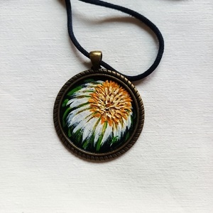 Μενταγιόν " Ηλιοτρόπιο" - ορείχαλκος, λουλούδι, μενταγιόν - 2