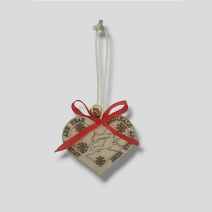 Χριστουγεννιάτικη Ξύλινη μπάλα καρδιά (8,5cm) - ξύλο, καρδιά, χριστουγεννιάτικα δώρα, στολίδια
