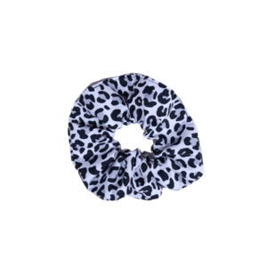 Scrunchies Λαστιχάκι μαλλιών leopard ασπρόμαυρο 1 τεμ. (medium) - ύφασμα, για τα μαλλιά, λαστιχάκια μαλλιών