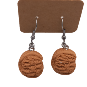 Κρεμαστά σκουλαρίκια σε σχήμα μπισκότα cookies (ατσάλι) - πηλός, μακριά, μικρά, ατσάλι, κρεμαστά