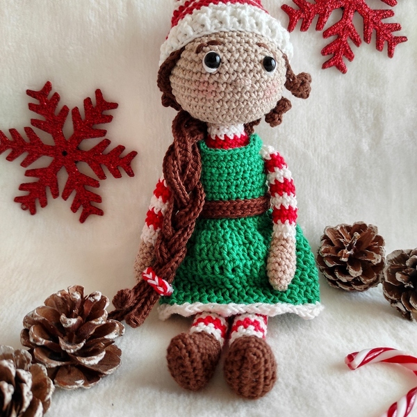 Χειροποίητη πλεκτή κούκλα ξωτικό - crochet, λούτρινα, χριστούγεννα, amigurumi - 3