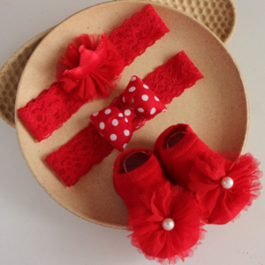 Lace Flower Baby Girl Headband and Socks - δώρα για μωρά, αξεσουάρ μωρού, αξεσουάρ μαλλιών