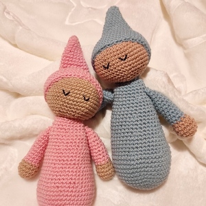Χειροποίητο πλεκτό κουκλάκι Sleepy doll - crochet, λούτρινα, βρεφικά, δώρο για βάφτιση - 4