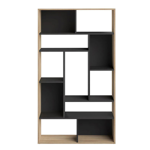 Βιβλιοθήκη από ξύλο μελαμίνης Μαύρο & Sonoma 153x80x20cm - διακόσμηση σαλονιού, αξεσουάρ γραφείου