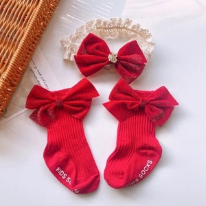 Red Lace & bows Baby Girl Headband and Socks - κορίτσι, δώρα για μωρά, βρεφικά ρούχα, αξεσουάρ μαλλιών