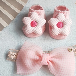 Baby Girl Headband and Socks pink flower - δώρα για μωρά, αξεσουάρ μωρού, αξεσουάρ μαλλιών