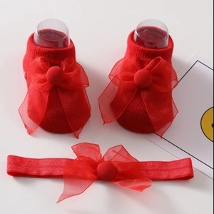 Baby Girl Headband and Socks red - δώρα για μωρά, αξεσουάρ μωρού, αξεσουάρ μαλλιών