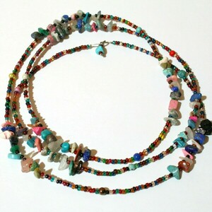 Κολιέ με χάντρες - χάντρες, μακριά, layering, seed beads