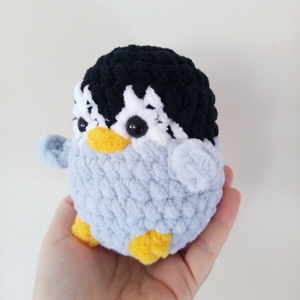 Πλεκτό κουκλάκι πιγκουίνος amigurumi γκρι 13 εκ. - λούτρινα, δώρα για παιδιά, amigurumi - 3