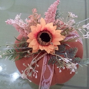 Κολοκύθα φθινοπωρινή με λουλούδια - ύφασμα - 2