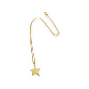 Κολιέ με ατσάλινη αλυσίδα σε χρυσό χρώμα και αστέρι με στρας - 45εκ. - αλυσίδες, αστέρι, μέταλλο, ατσάλι, κοσμήματα