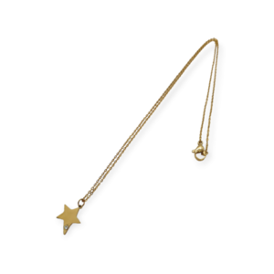 Κολιέ με ατσάλινη αλυσίδα σε χρυσό χρώμα και αστέρι με στρας - 45εκ. - αλυσίδες, αστέρι, μέταλλο, ατσάλι, κοσμήματα - 2