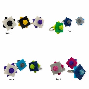 Γεωμετρικά δαχτυλίδια από τουβλάκια (Σετ των 3) - ορείχαλκος, γεωμετρικά σχέδια, σετ, αυξομειούμενα - 5