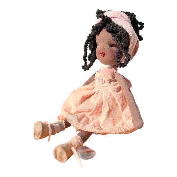 Κούκλα αφρικάνα,πάνινη ,με μαύρα μαλλιά - λούτρινα, κουκλίτσα, παιχνίδια, κούκλες - 2