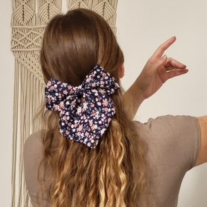 Dreamy Hairbow - floral - ύφασμα, μέταλλο, hair clips - 3