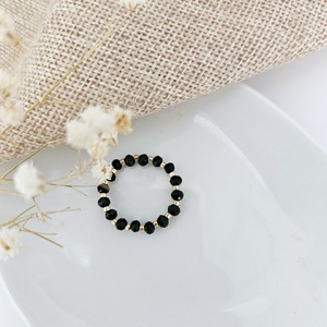 Δαχτυλίδι με γυάλινες χάντρες - Black luxury - γυαλί, χάντρες, βεράκια, boho - 2