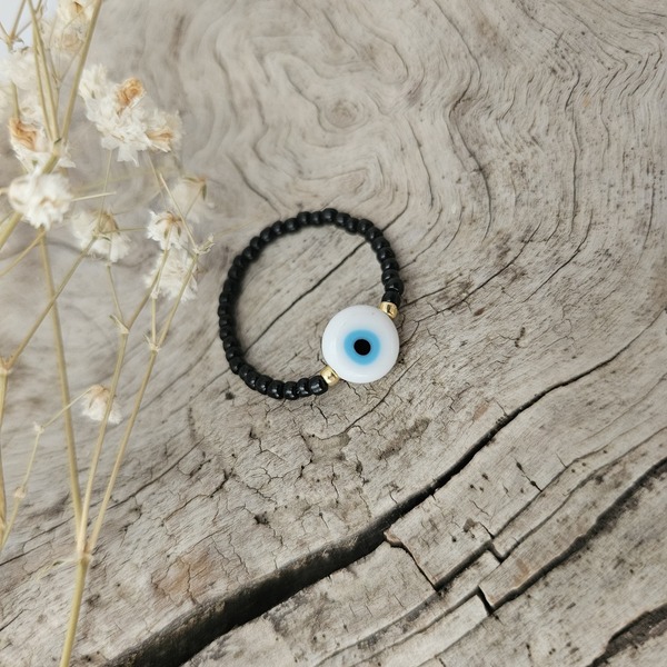 Δαχτυλίδι με ματάκι - γυαλί, χάντρες, βεράκια, evil eye, ματάκια - 3