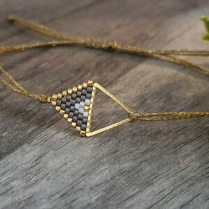 Τρίγωνο Βραχιόλι με χάντρες - ορείχαλκος, χάντρες, χεριού, αυξομειούμενα - 5