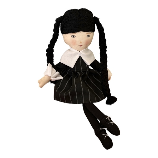 Κούκλα πάνινη με μαύρα μαλλιά - λούτρινα, κούκλες - 3