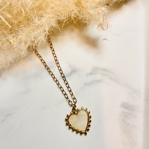 White Heart Necklace - καρδιά, κοντά, ατσάλι, boho, μενταγιόν - 2