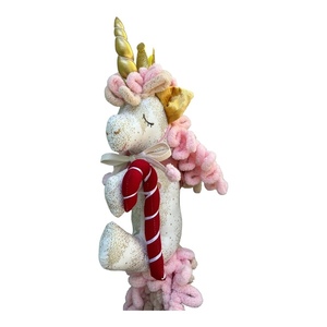 Μονόκερος βαμβακερός ,33cm ύψος ,με υφασμάτινο ζαχαρωτό - κορίτσι, λούτρινα, παιχνίδια, μονόκερος, δώρα γενεθλίων - 4
