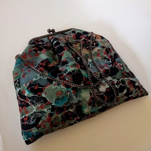 Γυναικεία χειροποίητη τσάντα clutch ώμου ή χιαστί από ύφασμα με αλυσίδα σε χρώμα νίκελ - ύφασμα, vintage, clutch, ώμου, χιαστί - 2