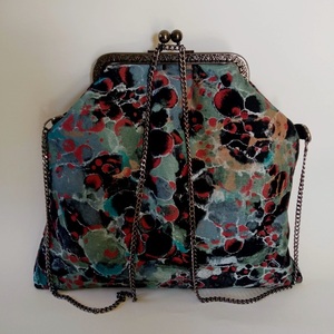 Γυναικεία χειροποίητη τσάντα clutch ώμου ή χιαστί από ύφασμα με αλυσίδα σε χρώμα νίκελ - ύφασμα, vintage, clutch, ώμου, χιαστί - 5