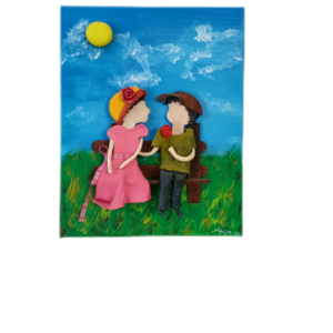 Χειροποίητος πίνακας Νεανικός ερωτας.Καμβας 24 x30 εκ - πίνακες & κάδρα, ακρυλικό, πίνακες ζωγραφικής, πολυμερικό πηλό