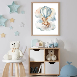 Semi gloss αφίσα Teddy's Hot Air Balloon series no1 60x40 - αγόρι, αφίσες, ζωάκια