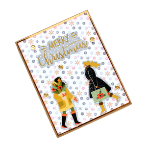 Χριστουγεννιάτικη ευχετήρια κάρτα σε vintage στυλ, για φίλη "Merry Christmas" - χαρτί, scrapbooking, ευχετήριες κάρτες