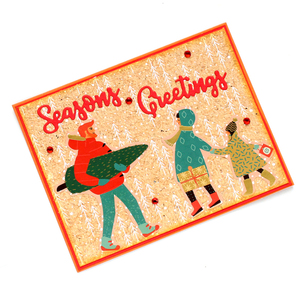 Χριστουγεννιάτικη ευχετήρια κάρτα σε vintage στυλ, "Seasons Greetings" - χαρτί, scrapbooking, ευχετήριες κάρτες - 2