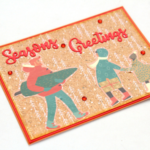 Χριστουγεννιάτικη ευχετήρια κάρτα σε vintage στυλ, "Seasons Greetings" - χαρτί, scrapbooking, ευχετήριες κάρτες - 4