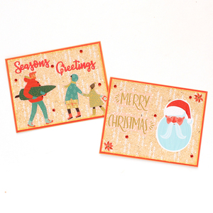 Χριστουγεννιάτικη ευχετήρια κάρτα σε vintage στυλ, "Seasons Greetings" - χαρτί, scrapbooking, ευχετήριες κάρτες - 5