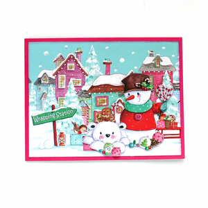 Χριστουγεννιάτικη 3d ευχετήρια κάρτα "Wrapping station" - χαρτί, ευχετήριες κάρτες