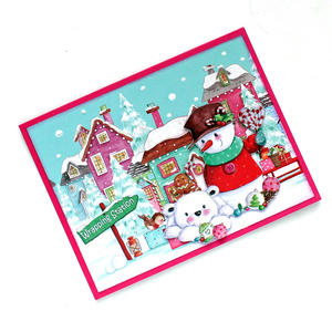 Χριστουγεννιάτικη 3d ευχετήρια κάρτα "Wrapping station" - χαρτί, ευχετήριες κάρτες - 2