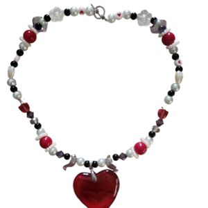 "Love is in the air " necklace - καρδιά, χάντρες, κοντά, φθηνά, μενταγιόν - 2