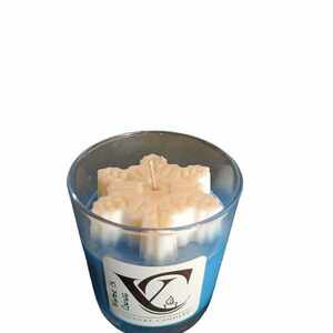 Κερί σόγιας σε γυάλινο ποτήρι με τρισδιάστατη χιονονιφάδα 250g - αρωματικά κεριά, κεριά σε βαζάκια - 2