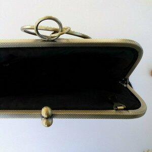 Υφαντή τσάντα μαύρη με διακοσμητικό χρυσό σχέδιο - νήμα, clutch, χειρός, βραδινές, μικρές - 4