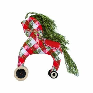 Υφαντό παιχνίδι-διακοσμητικό άλογο - ξύλο, νήμα, υφαντά, χριστούγεννα, στολίδια - 5