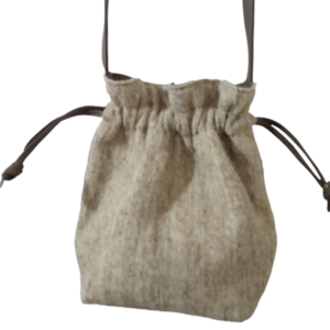 Τσάντα πουγκί χειροποίητη υφαντή με δερμάτινα στοιχεία - νήμα, πουγκί, χιαστί, all day, μικρές - 2