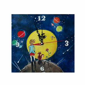 Παιδικό Ρολόι τοίχου ζωγραφισμένο σε καμβά. Διαστάσεις 32εκ. - 42εκ. - ξύλο, καμβάς, τοίχου, ρολόγια, διακοσμητικό παιδικού δωματίου - 2