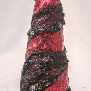 Κόκκινο χειροποίητο διακοσμητικό δέντρο - ύφασμα, διακοσμητικά, οικονομικα γουρια - 3