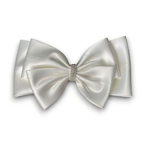 Satin princess bow clip Φιόγκος για τα μαλλιά νυφικός λευκός σατέν με κλιπ. - ύφασμα, hair clips