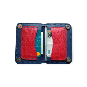 Χειροποίητο δερμάτινο ανδρικό πορτοφόλι κόκκινο-μπλε -WA137 - δέρμα, πορτοφόλια - 3