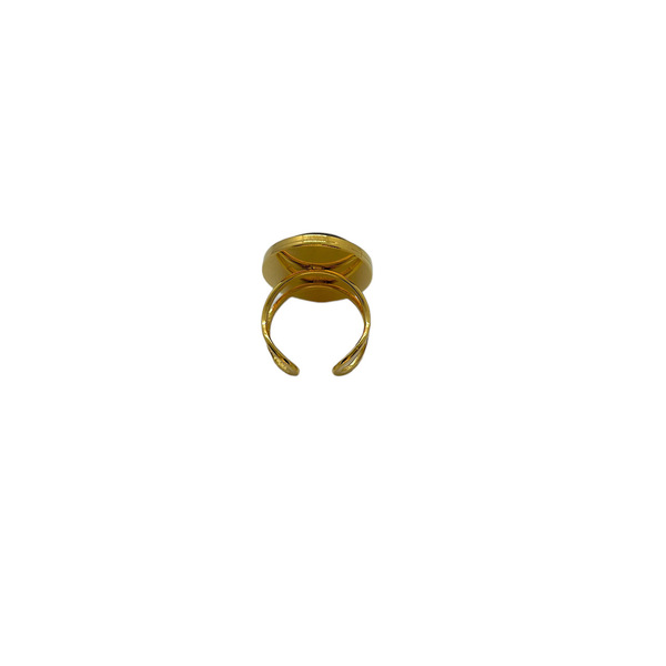 Δαχτυλίδι ατσάλινο χρυσό με υγρό γυαλί "Hiding Woman" - γυαλί, αυξομειούμενα - 3