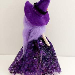 Halloween μάγισσα διακοσμητική με σκούπα Νο3 - ύφασμα, ξύλο, διακοσμητικά, μαλλί felt - 4