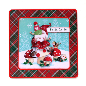 Χριστουγεννιάτικη 3d ευχετήρια τετράγωνη κάρτα "Fa la la la" - χαρτί, scrapbooking, ευχετήριες κάρτες