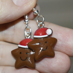 Χριστουγεννιάτικα σκουλαρίκια αστεράκια - ασήμι, μικρά, ατσάλι, κρεμαστά
