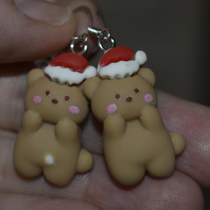 Χριστουγεννιάτικα σκουλαρίκια αρκουδάκια - πλαστικό, μικρά, ατσάλι, κρεμαστά, χριστουγεννιάτικα δώρα