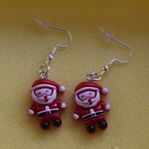 Χριστουγεννιάτικα σκουλαρίκια κόκκινα - πλαστικό, μικρά, ατσάλι, κρεμαστά - 2